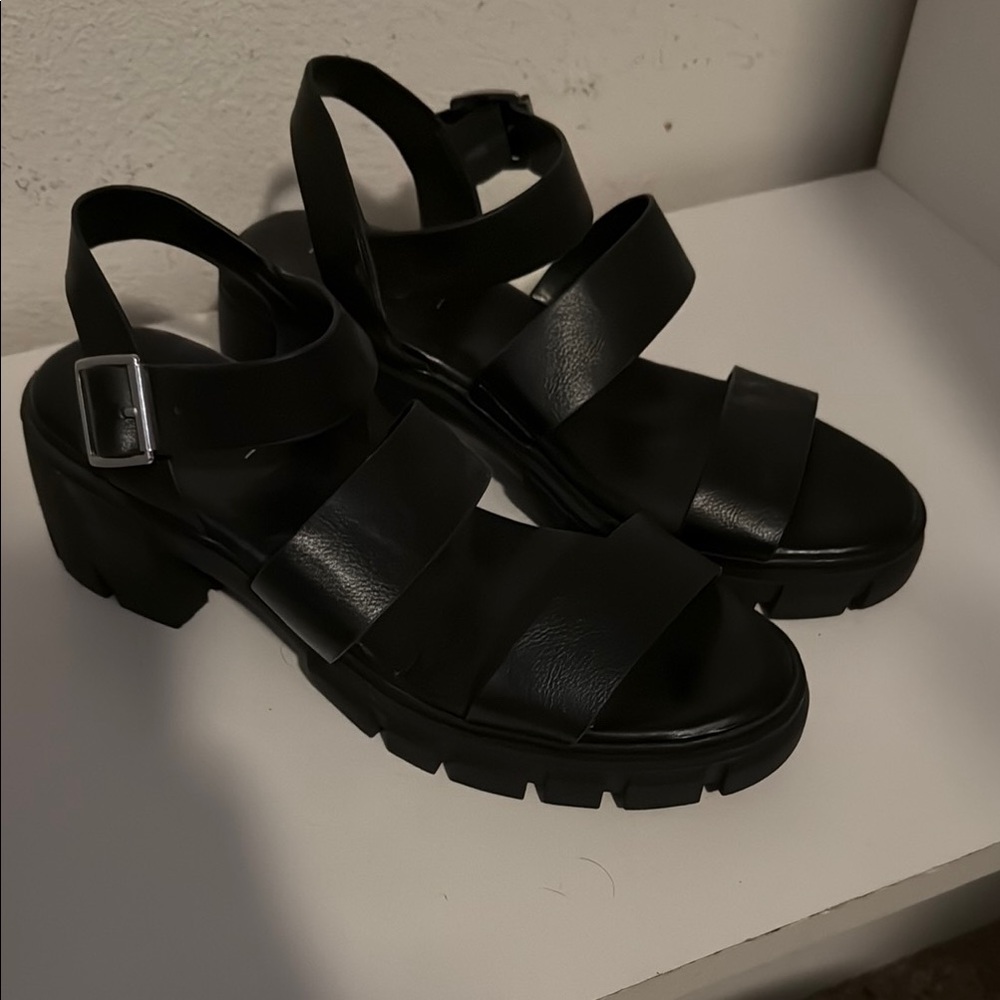 Black Chunky Sandals- Madden Girl